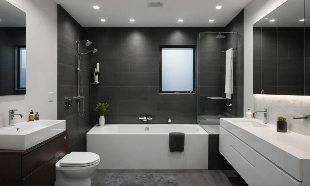 petite salle de bain avec baignoire et douche
