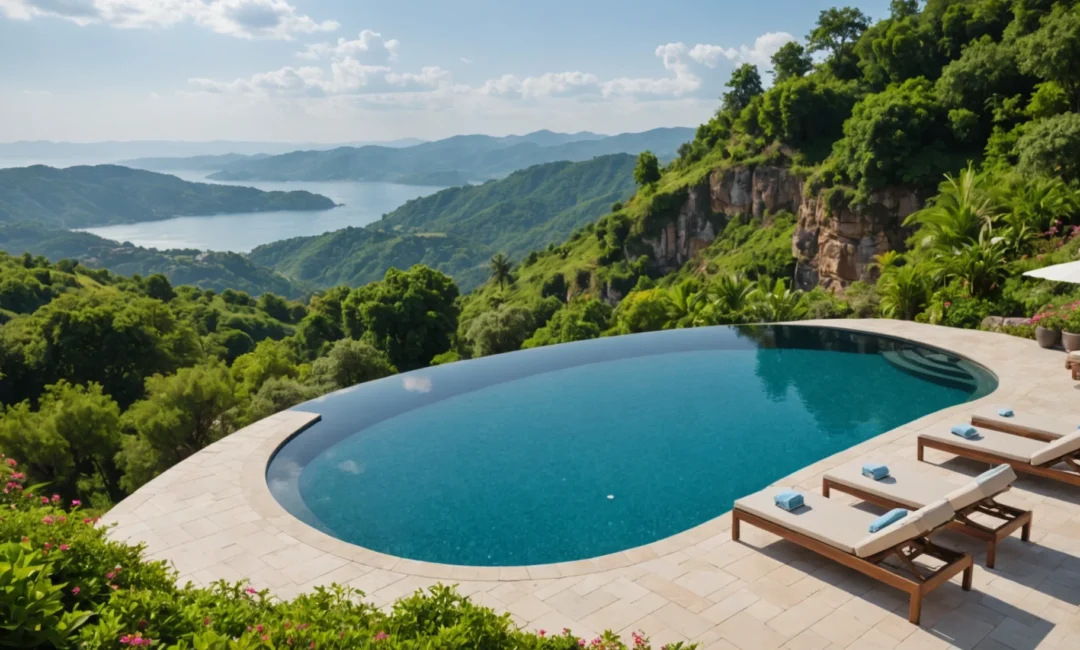 piscine sur terrain en pente photos
